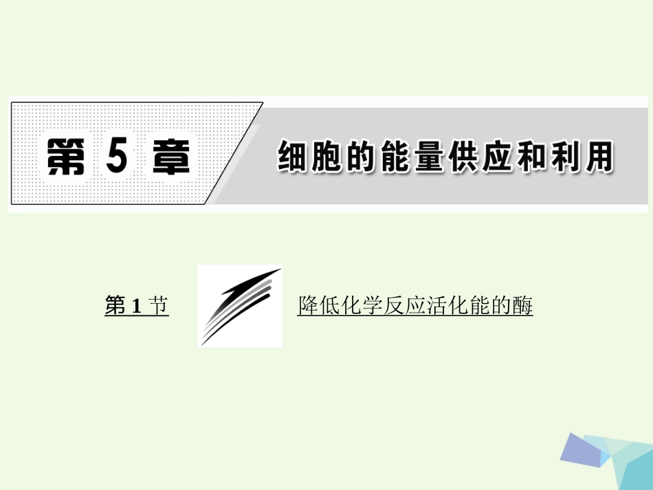 高中生物 第5章 细胞的能量供应和利用 第节 降低化学反应活化能的酶课件 新人教版必修_第1页