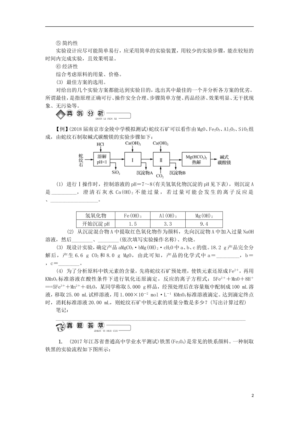 高中化学第十六讲实验设计和评价学业水平测试新人教必修_第2页