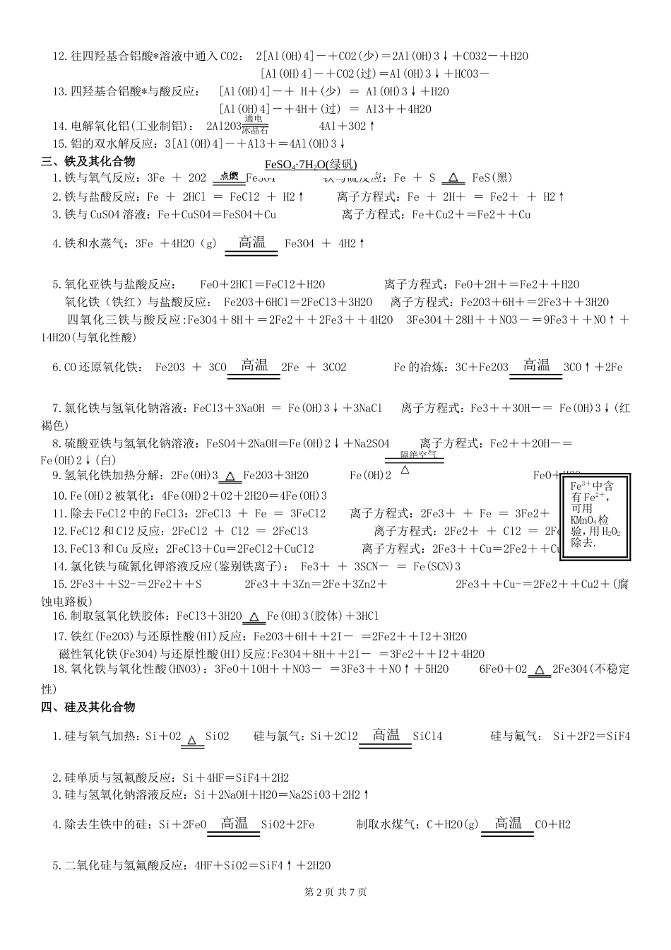 高中必修化学方程式归纳超详细!!_第2页