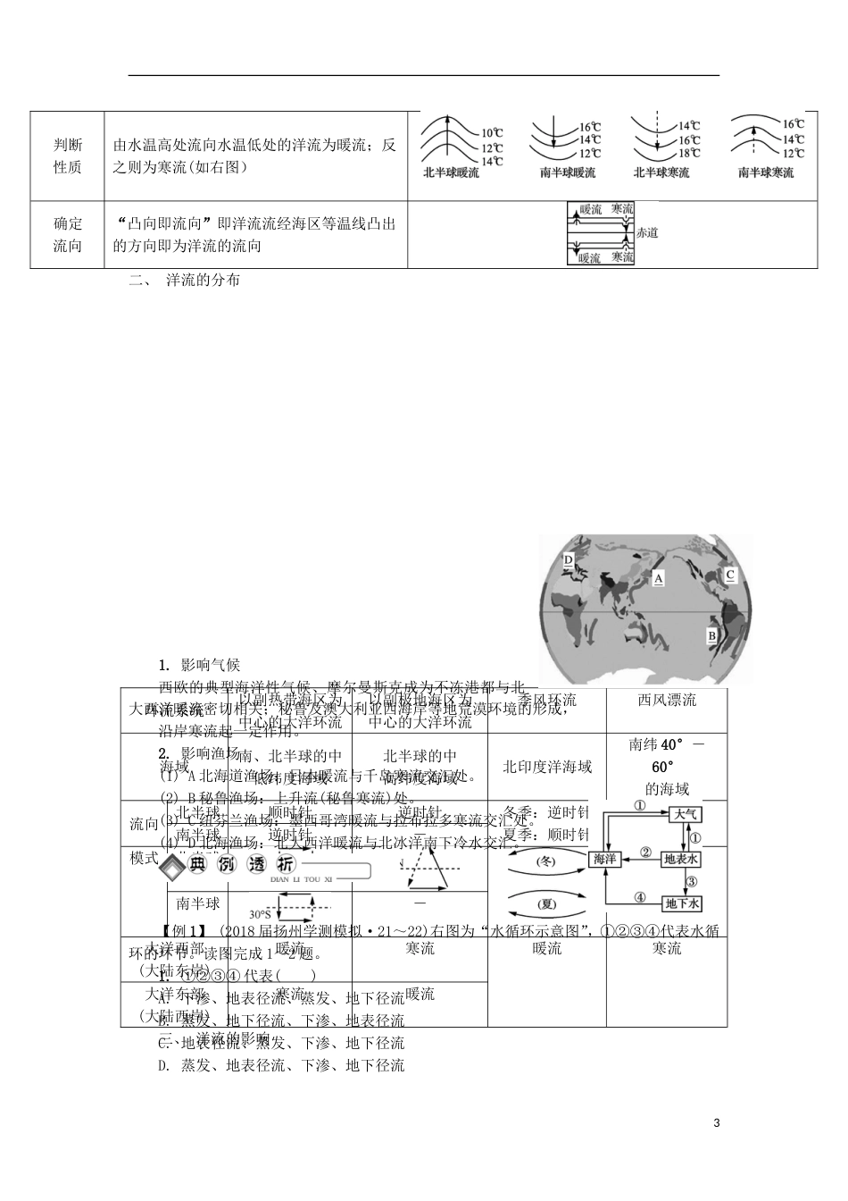 高中地理主题自然环境中的物质运动和能量交换第十讲水循环和洋流学业水平测试新人教_第3页