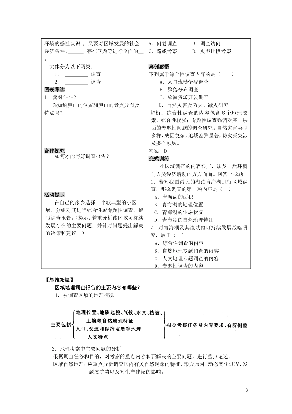 高中地理第二单元走可持续发展之路单元活动学会小域调查学案鲁教版必修3_第3页