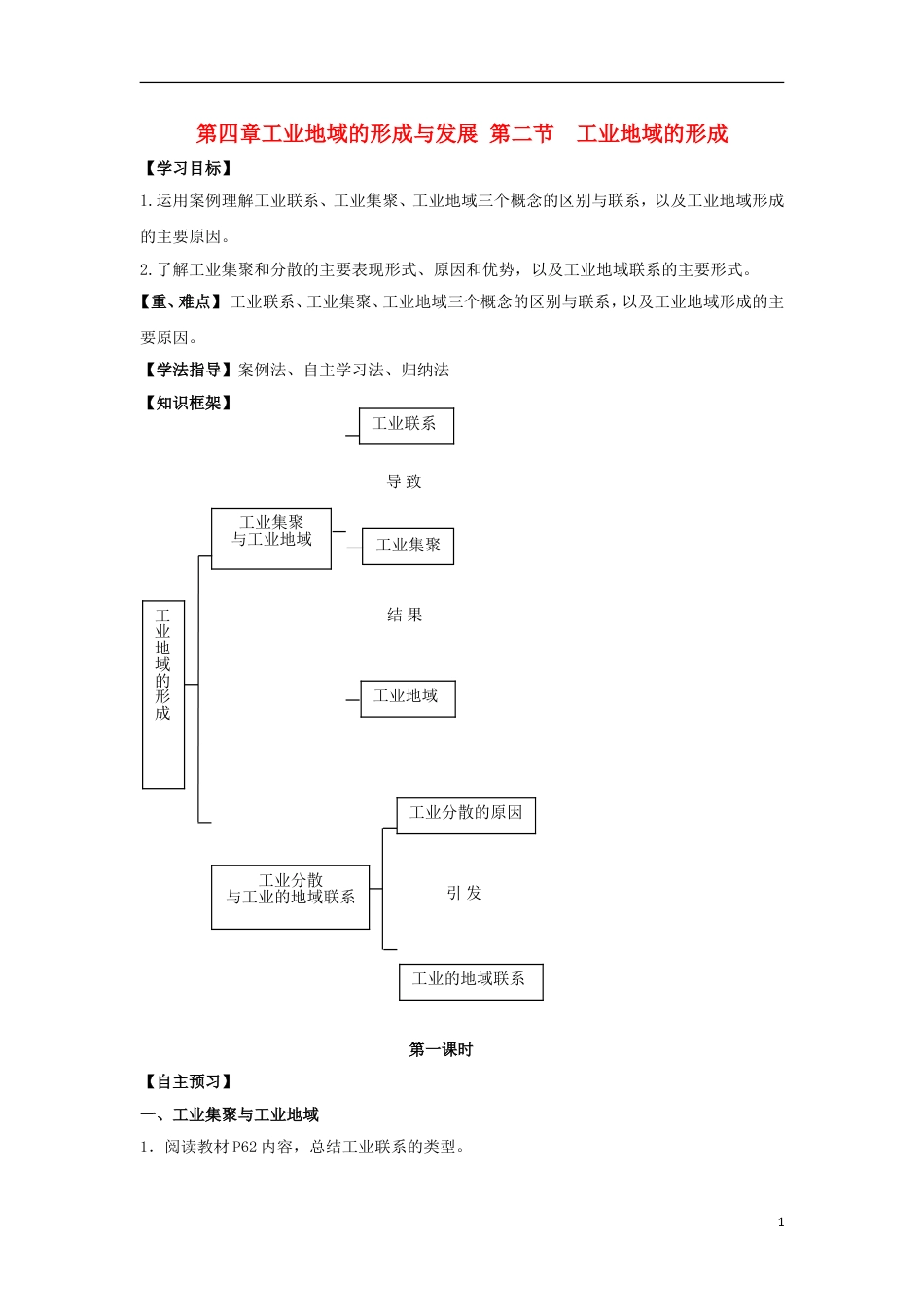 高中地理第四章工业地域的形成与发展工业地域的形成学案新人教必修_第1页