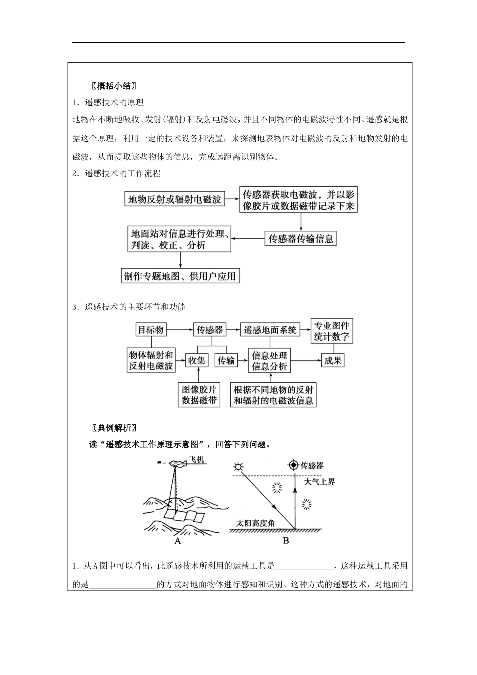 高中地理第三章域自然资源综合开发利用遥感技术及其应用学案新人教必修_第3页