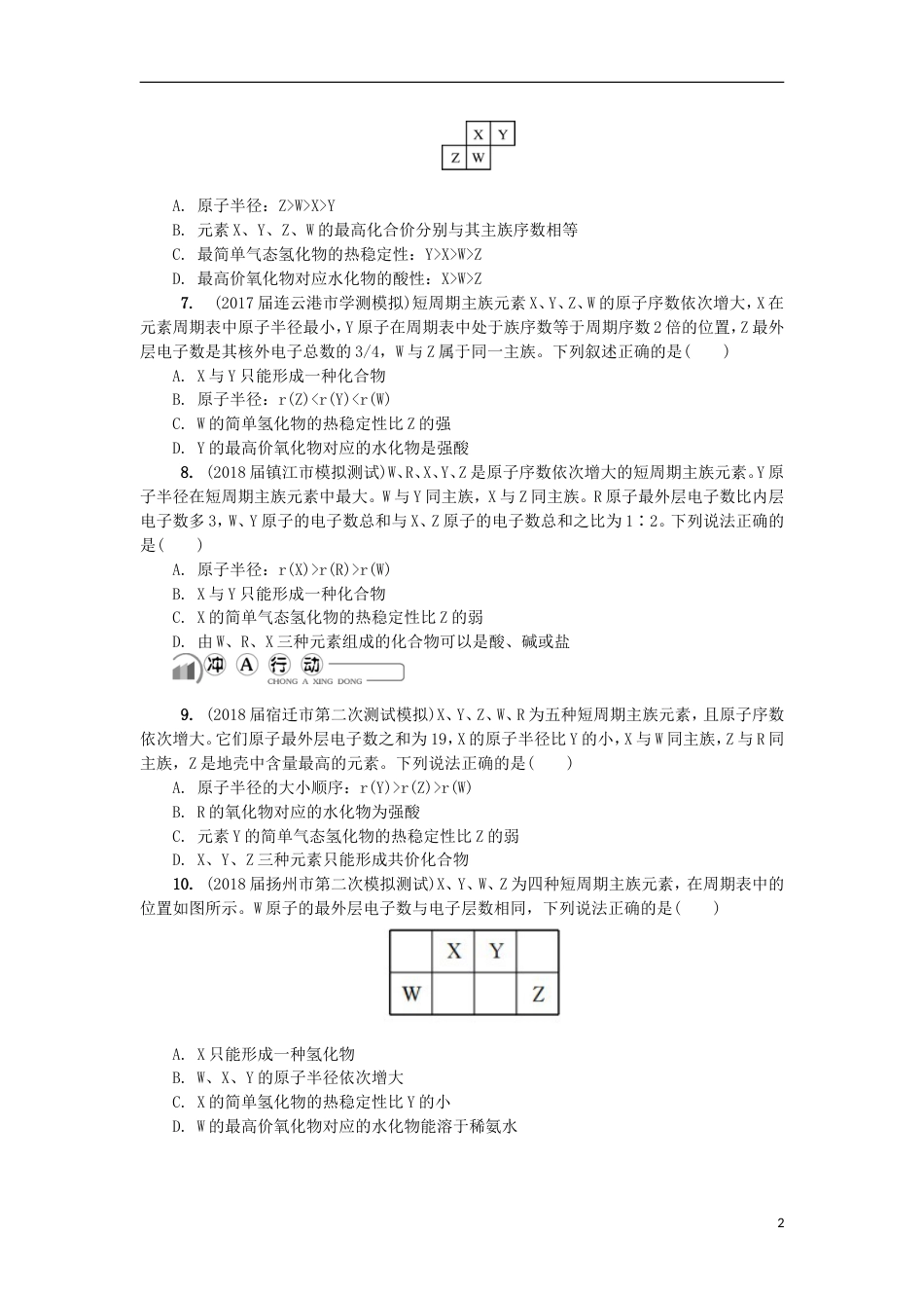 高中化学第十八讲原子核外电子排布元素周期律练习苏教选修_第2页