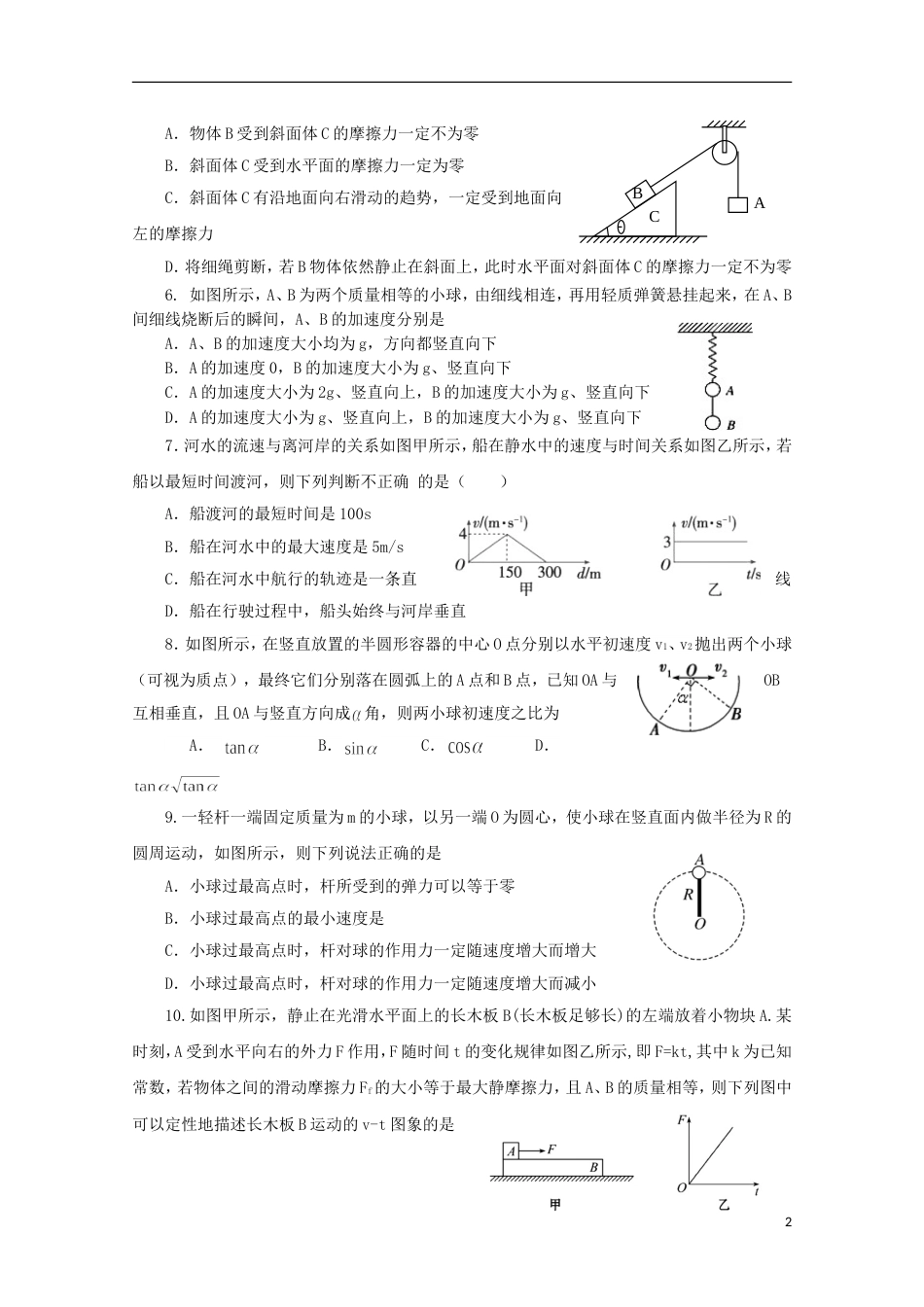 高台高三物理月月考试题_第2页