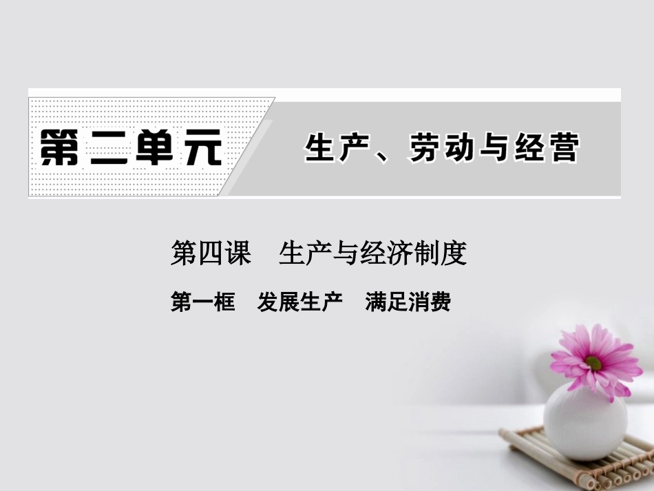 高中政治 第二单元 生产、劳动与经营 第四课 生产与经济制度 第一框 发展生产 满足消费课件 新人教版必修_第1页