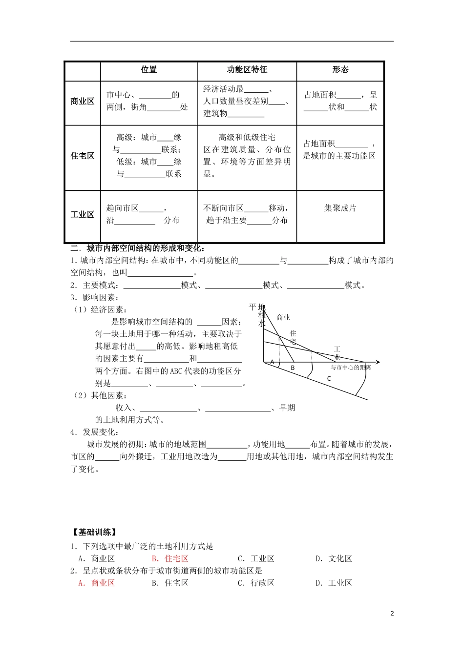 高中地理第二章城与城化城内部空间结构学案新人教必修_第2页