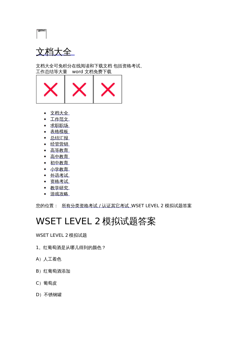 WSETLEVEL2模拟试题答案_第1页