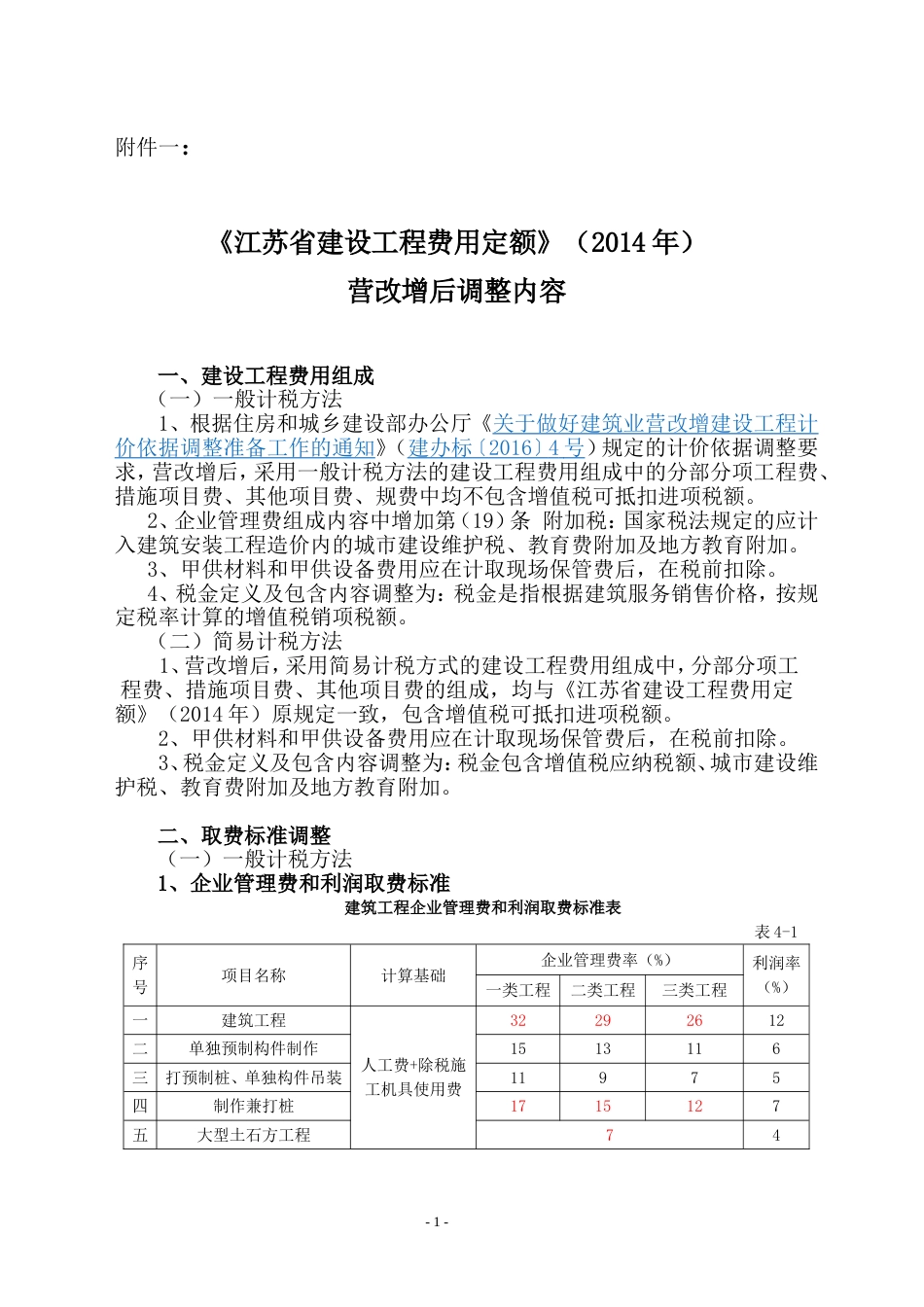 《江苏省建设工程费用定额》营改增后调整内容[共7页]_第1页