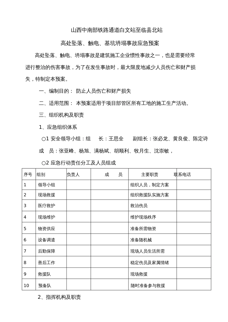 高处坠落、触电、基坑坍塌事故应急预案[共8页]_第2页