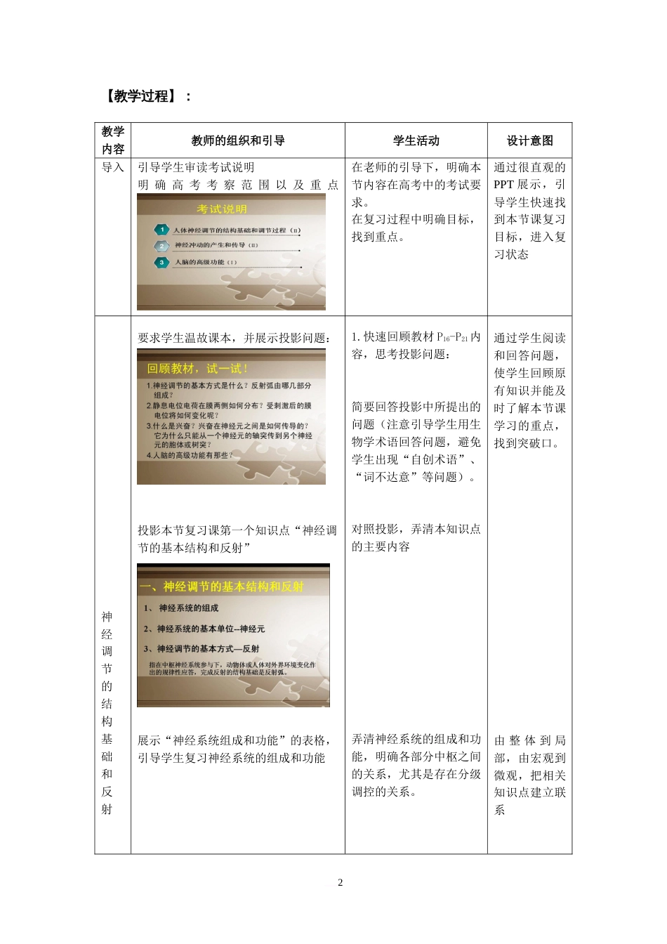 高中生物通过神经系统的调节复习课教学设计[共11页]_第2页