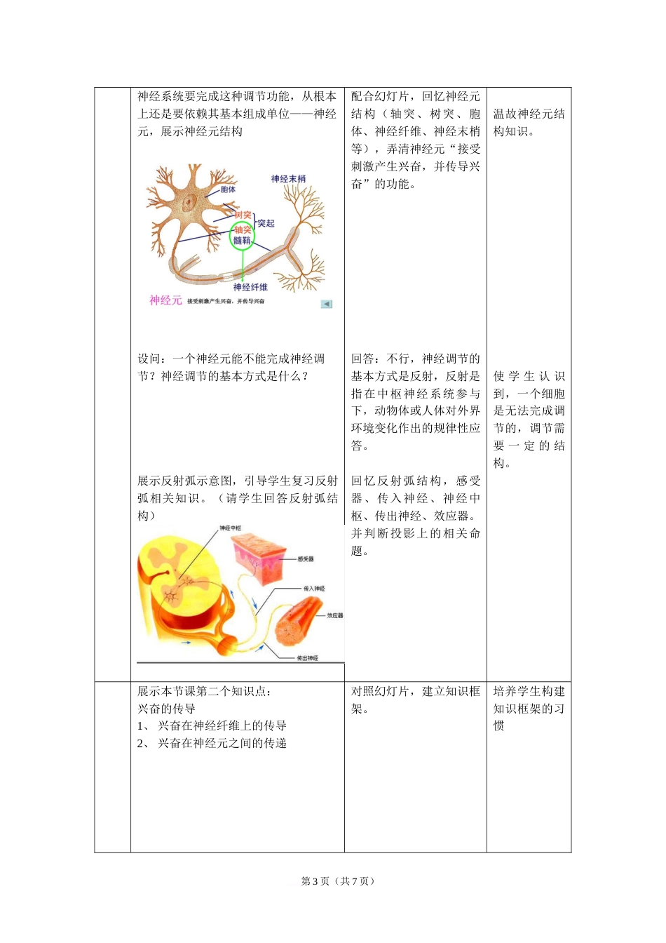 高中生物通过神经系统的调节复习课教学设计[共11页]_第3页