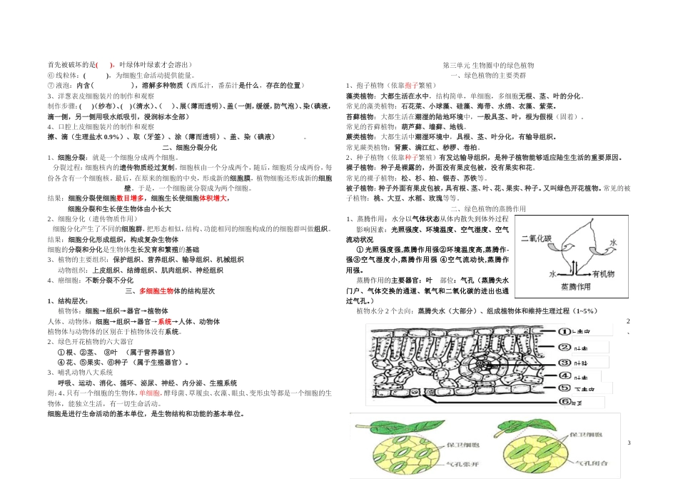 济南版七年级上册生物知识点整理[共8页]_第3页