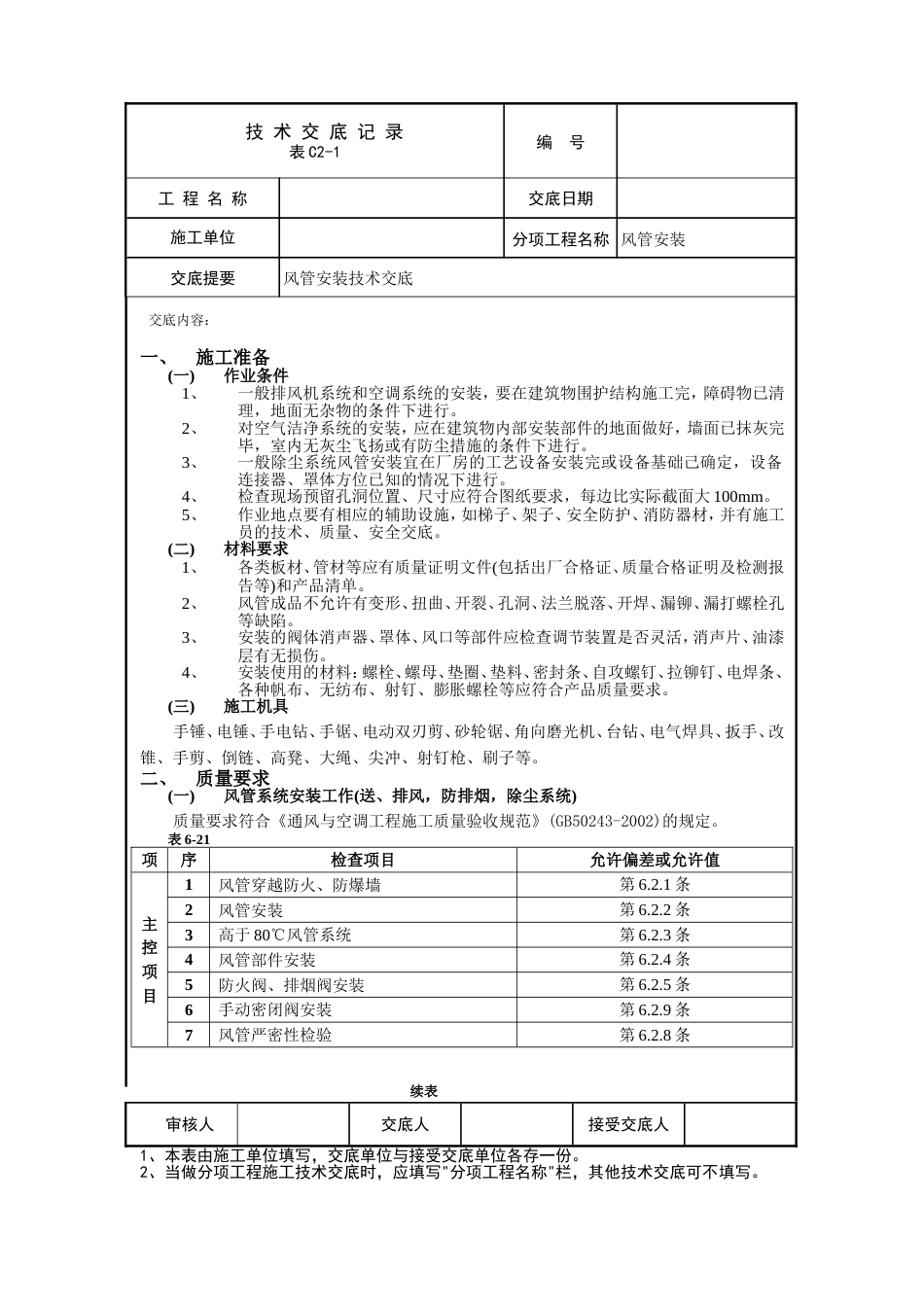 风管安装技术交底[共10页]_第1页