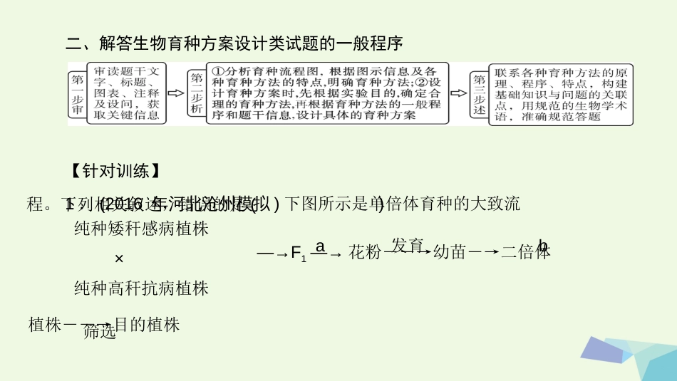 高考生物大一轮精讲复习 小专题八 各种生物育种过程的分析及选择课件[共15页]_第3页