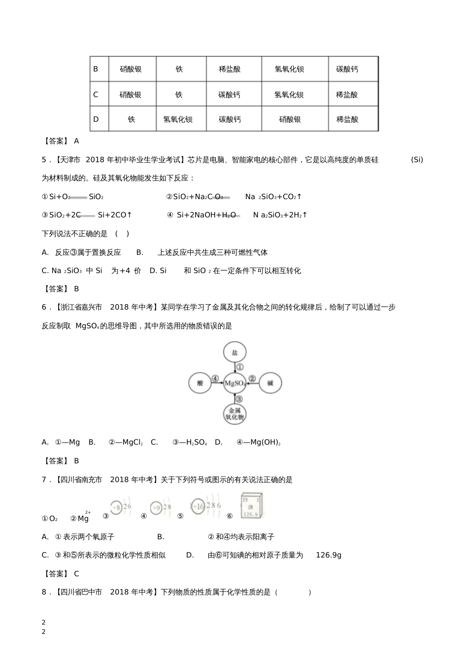 2018年中考化学各地考题分类练习卷选择题专题[共12页]_第2页