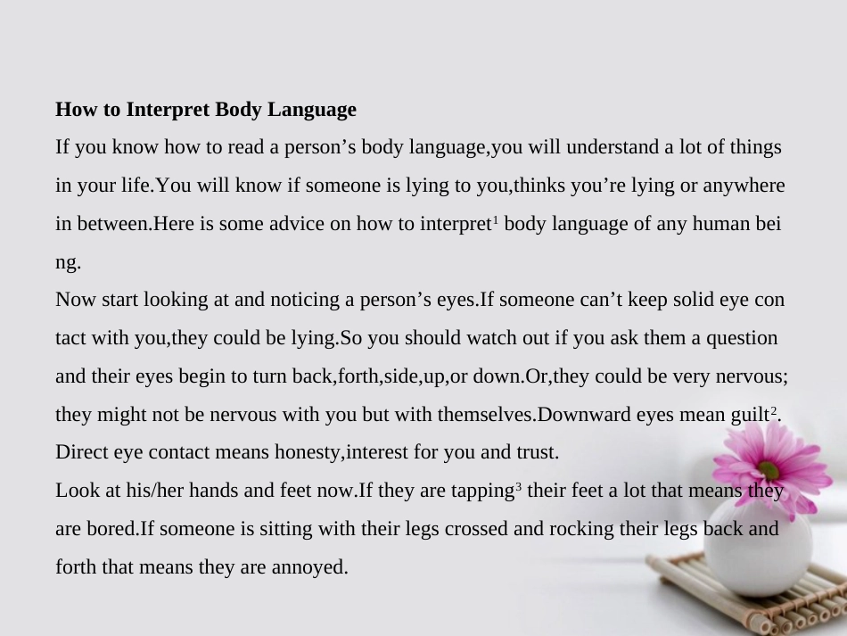 高中英语 Module 3 Body Language and Nonverbal Communication Section ⅠIntroduction,Reading & Vocabulary课件 外研版必修4[共41页]_第2页