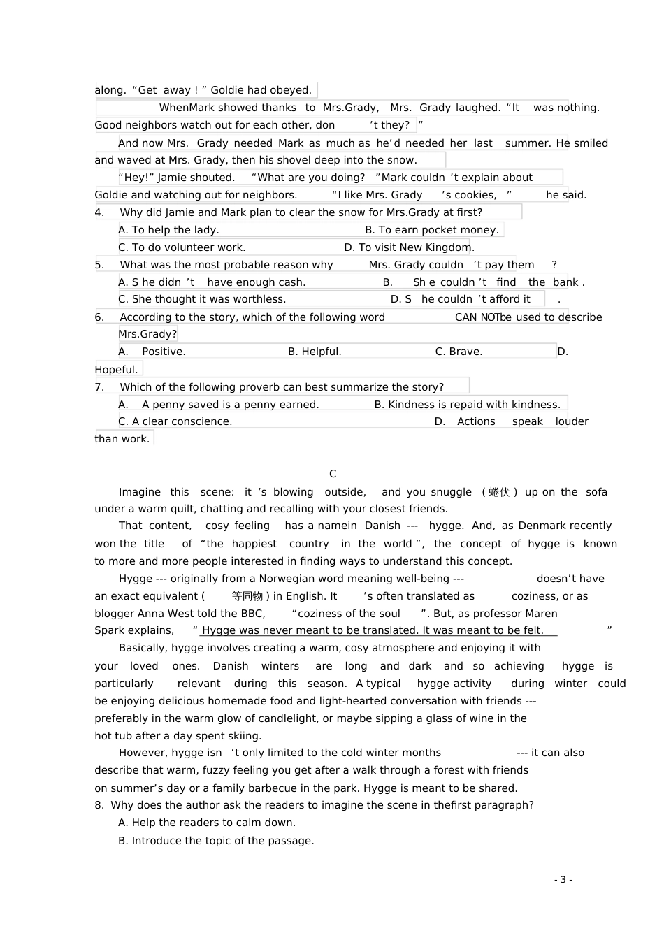 广东省深圳市高级中学2017-2018学年高二英语下学期期中试题_第3页