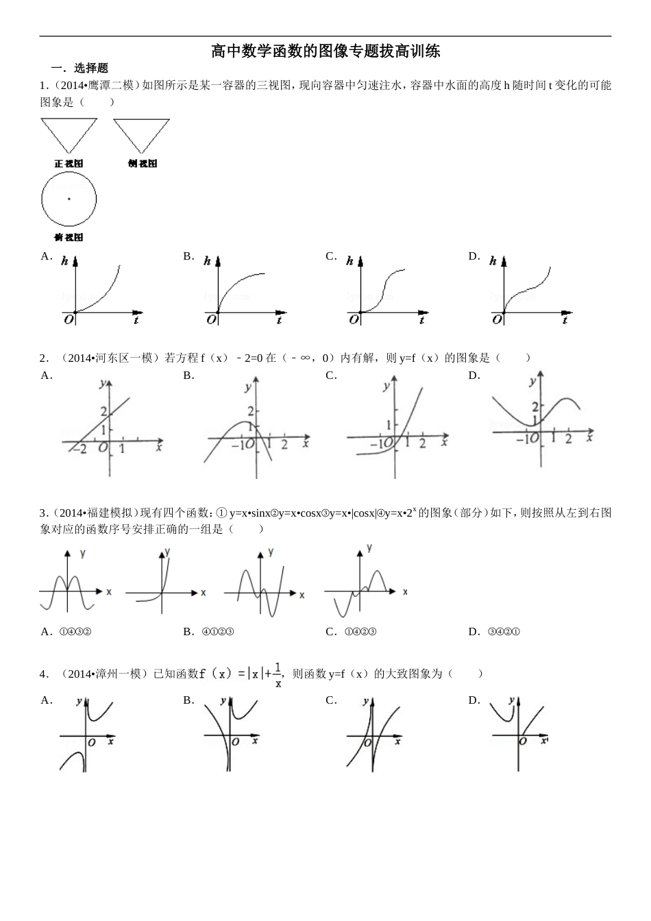 高中数学模拟试题汇编函数的图像专题拔高训练有答案[共23页]_第1页