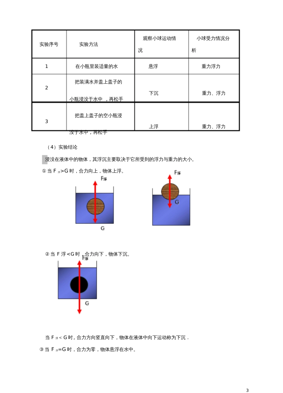 八年级物理全册9.3物体的浮与沉教案2(新版)沪科版_第3页