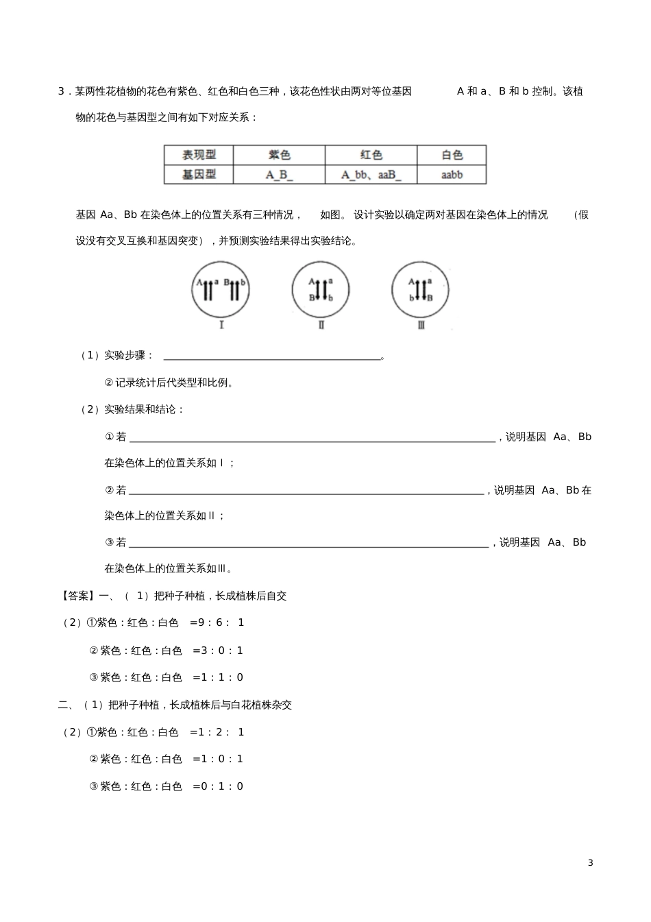 备战2019年高考生物高频易错点(二)专题04不会判断基因位置或相关基因的遗传是否遵循自由组合定_第3页