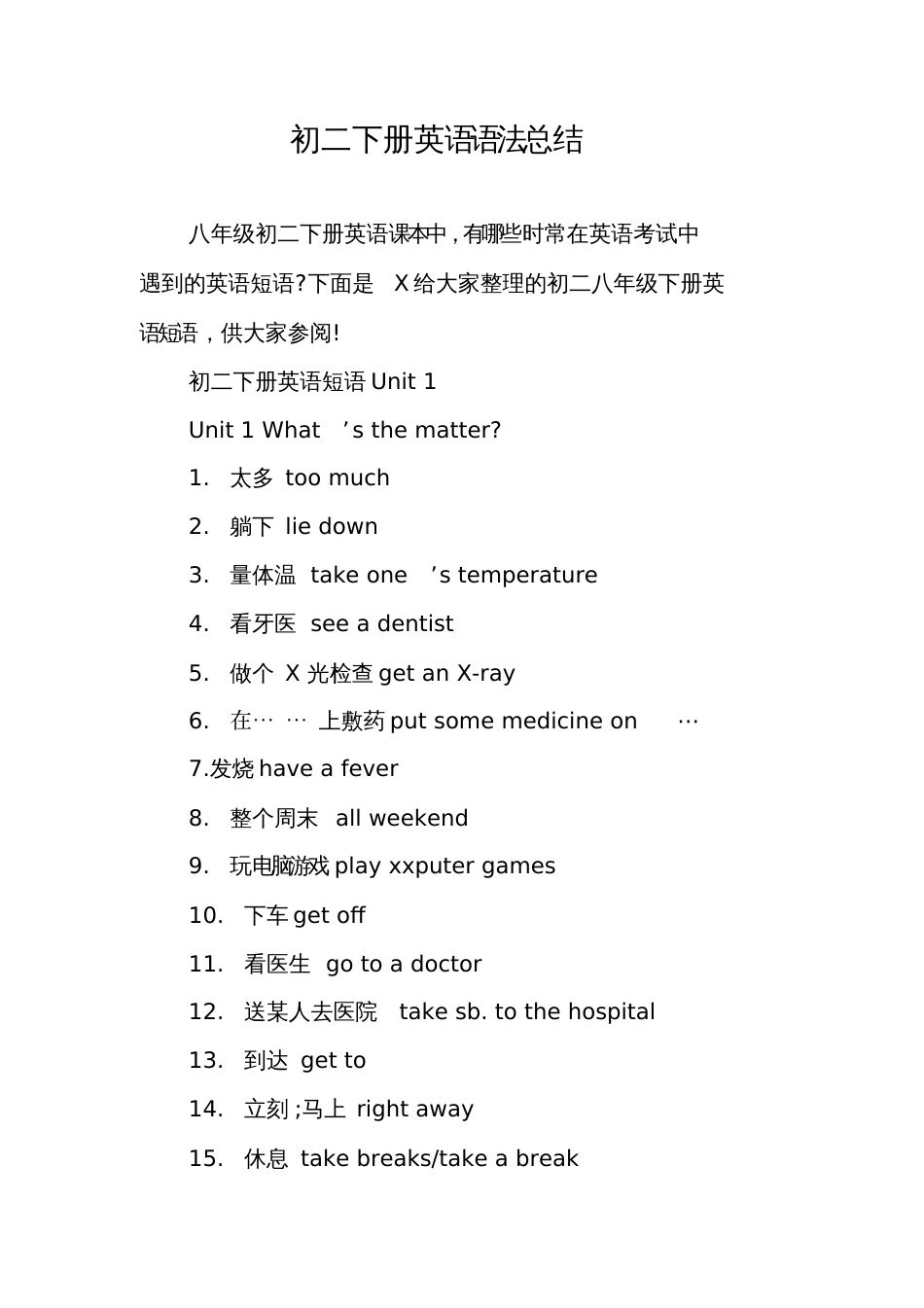 初二下册英语语法总结_第1页