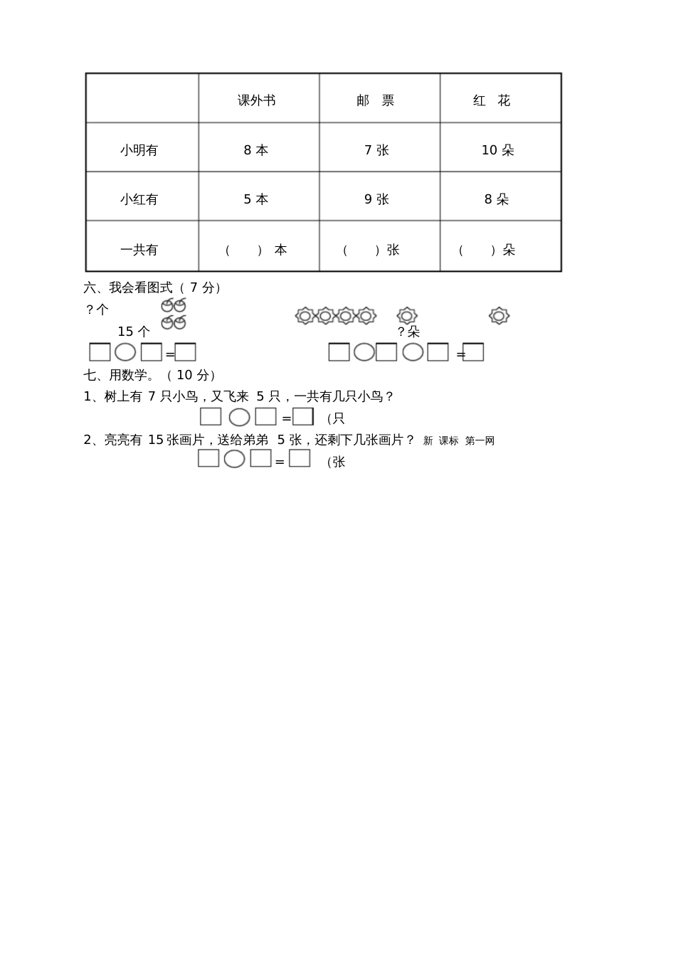 范文小学一年级数学上册第八单元以内的进位加法测试题_第2页