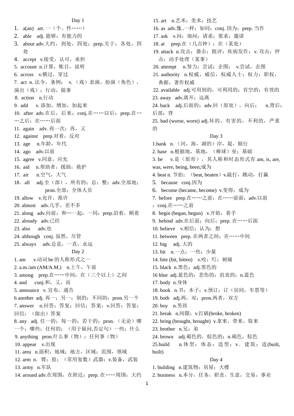 高中英语会考词汇表[共10页]_第1页