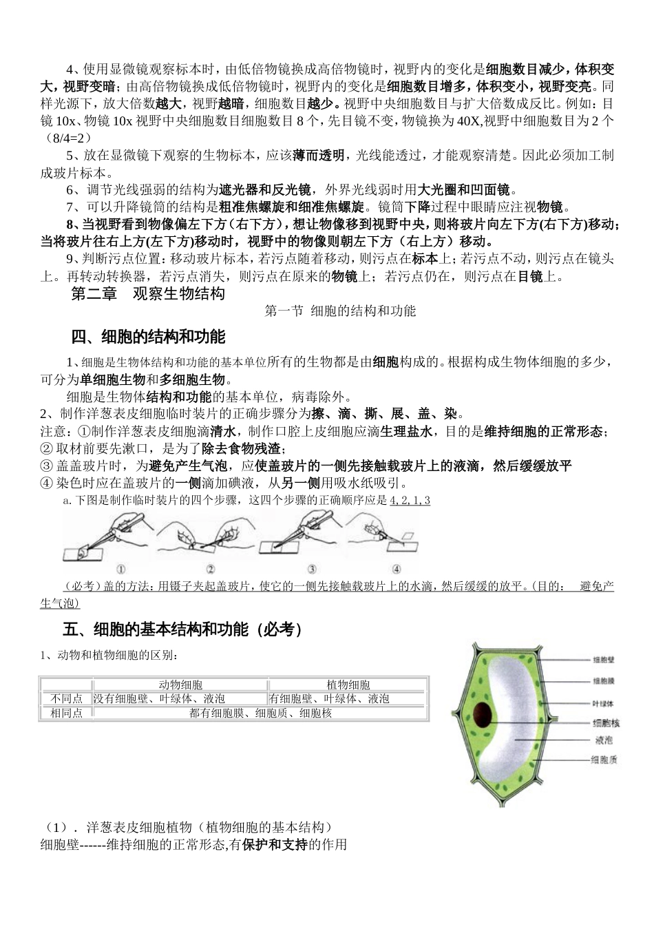 济南版七年级上册生物知识点[共9页]_第2页