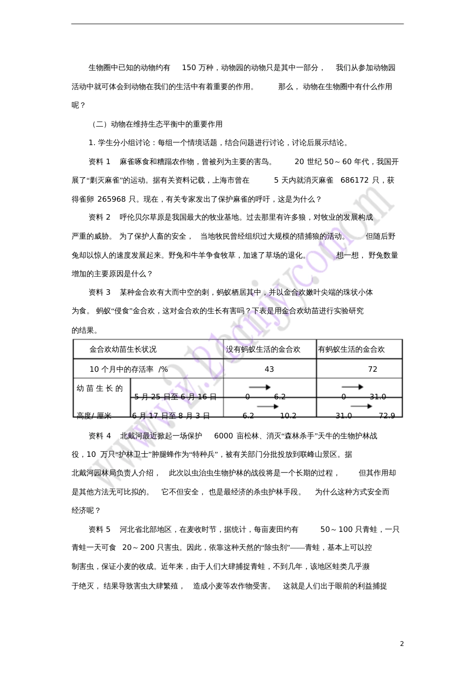 八年级生物上册5.3《动物在生物圈中的作用》教学设计(新版)新人教版_第2页