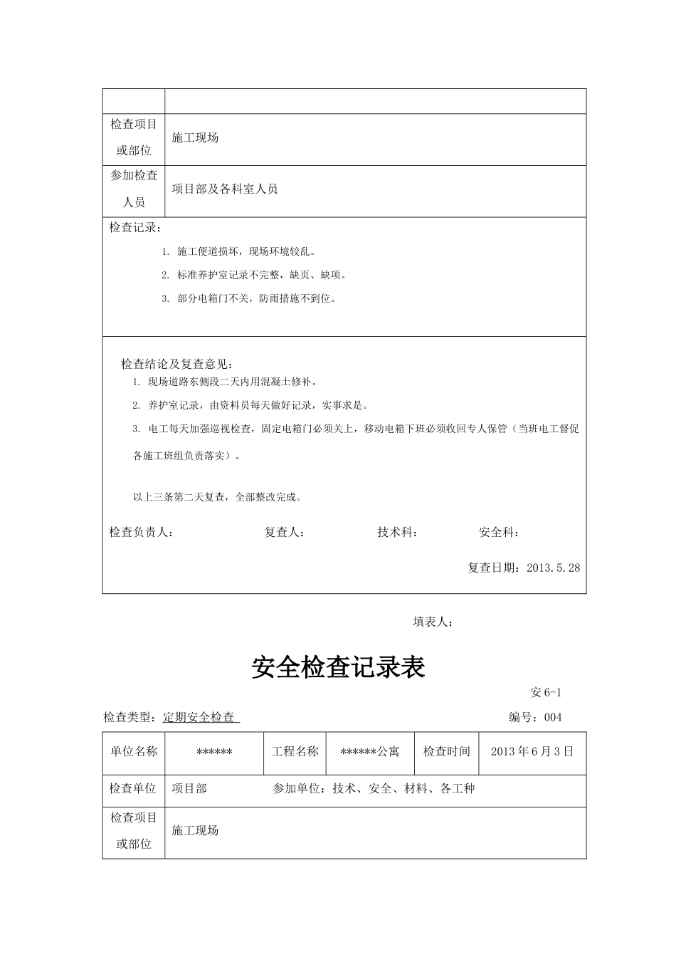 建筑工程安全检查记录表[共30页]_第3页