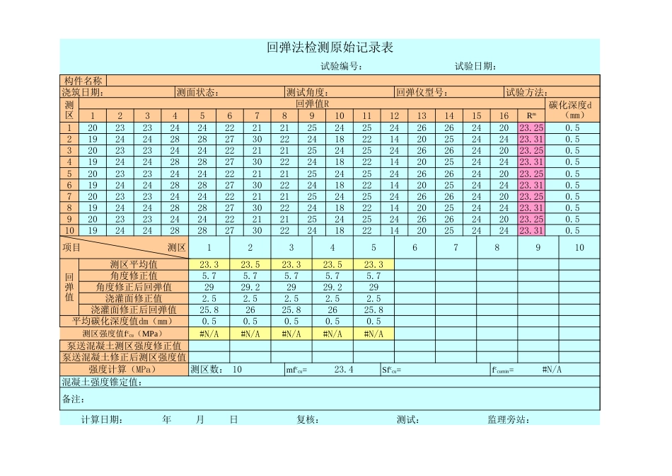 回弹仪数据自动计算表格[共3页]_第1页