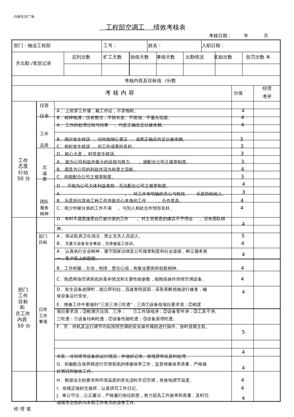 工程部各工种考核表[共7页]_第3页