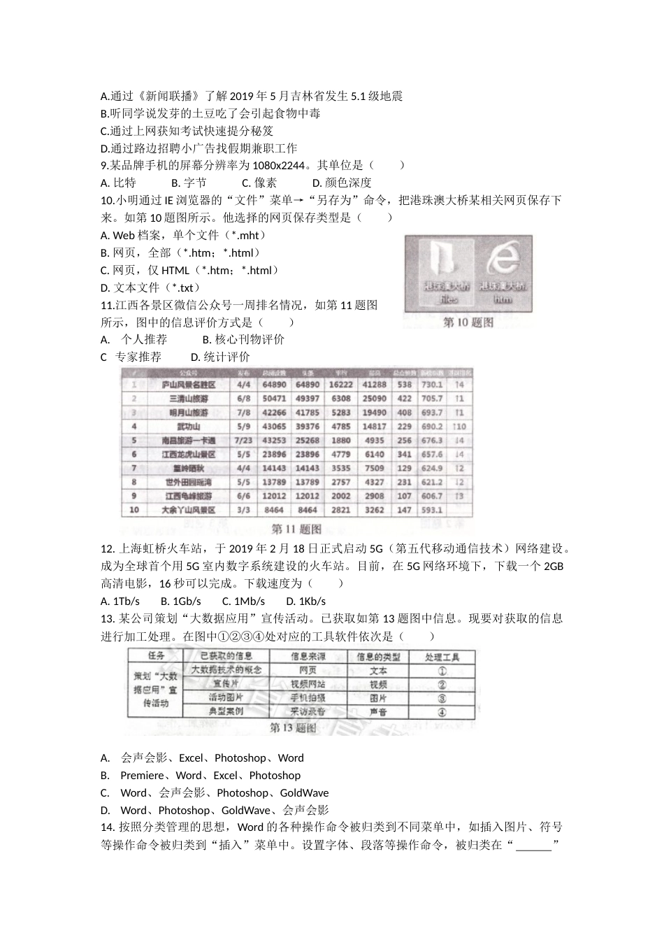 江西信息技术高考真题_第2页