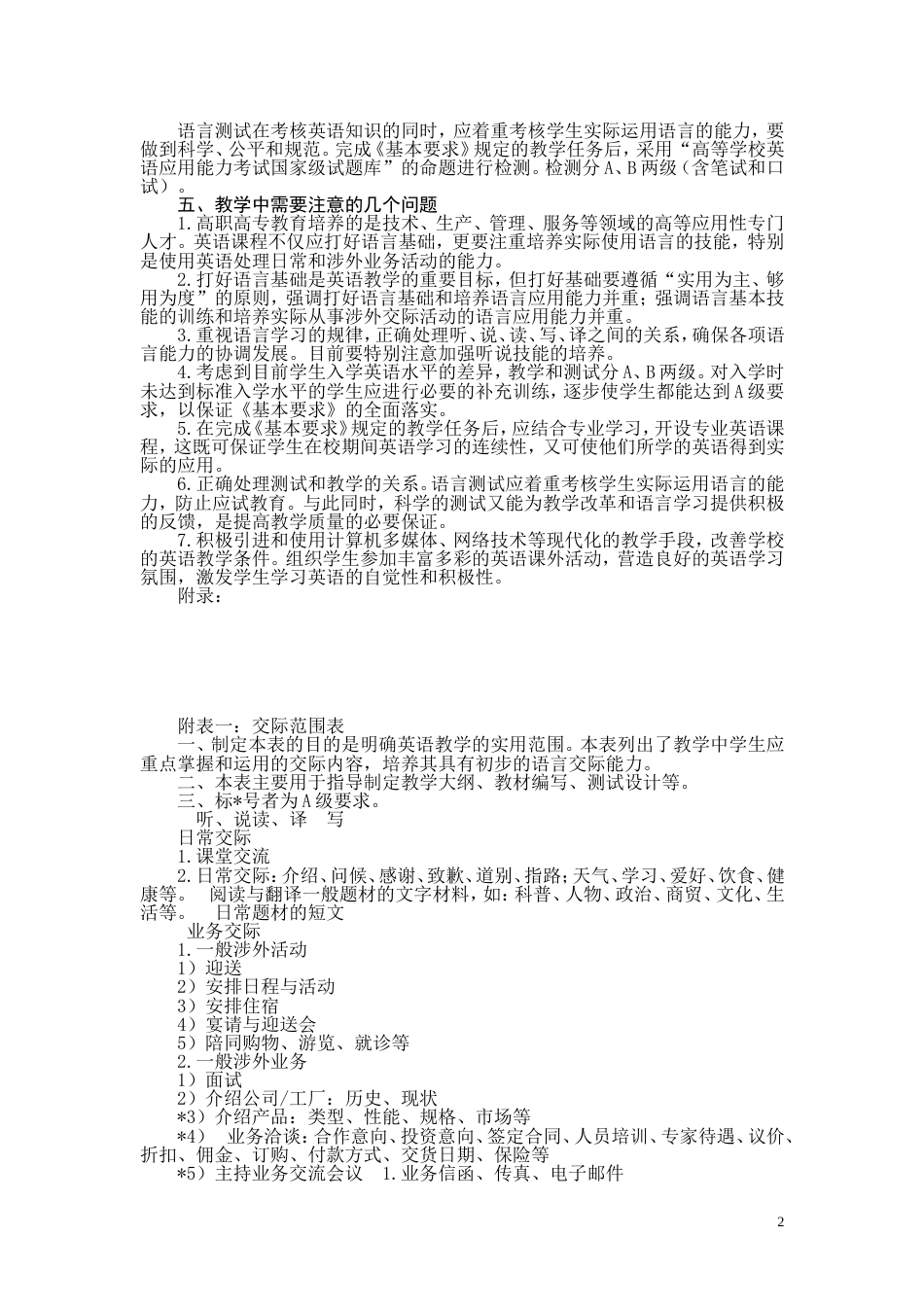 高职高专教育英语课程教学基本要求试行[共13页]_第2页