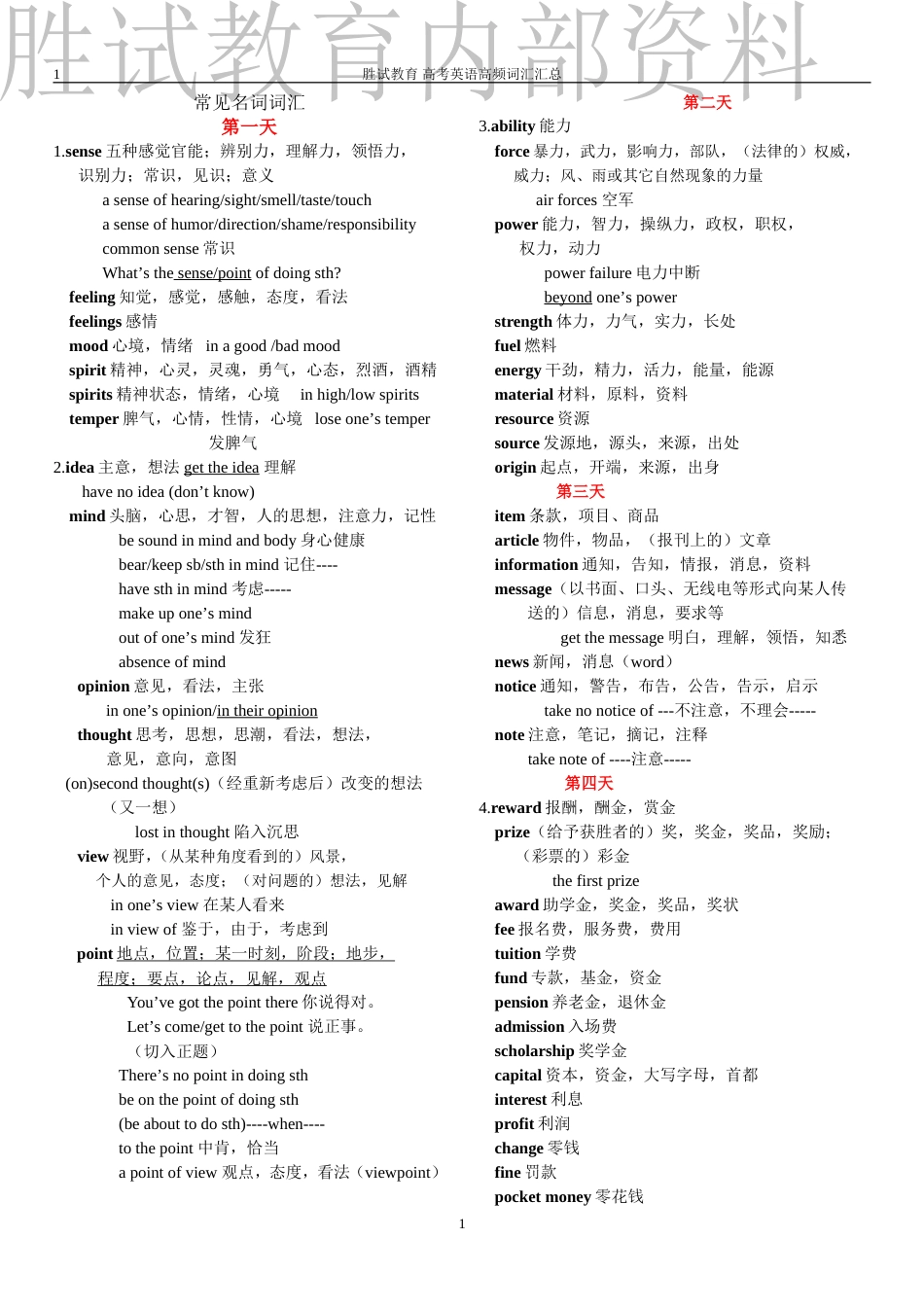 高中英语常见名词词汇[共6页]_第1页