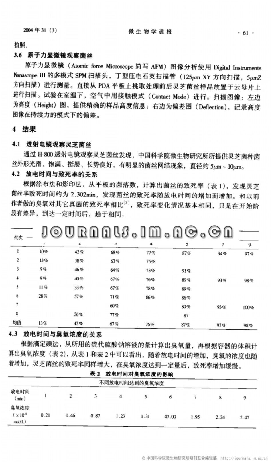 臭氧对灵芝菌丝杀灭作用的研究中国科学院微生物研究所_第3页