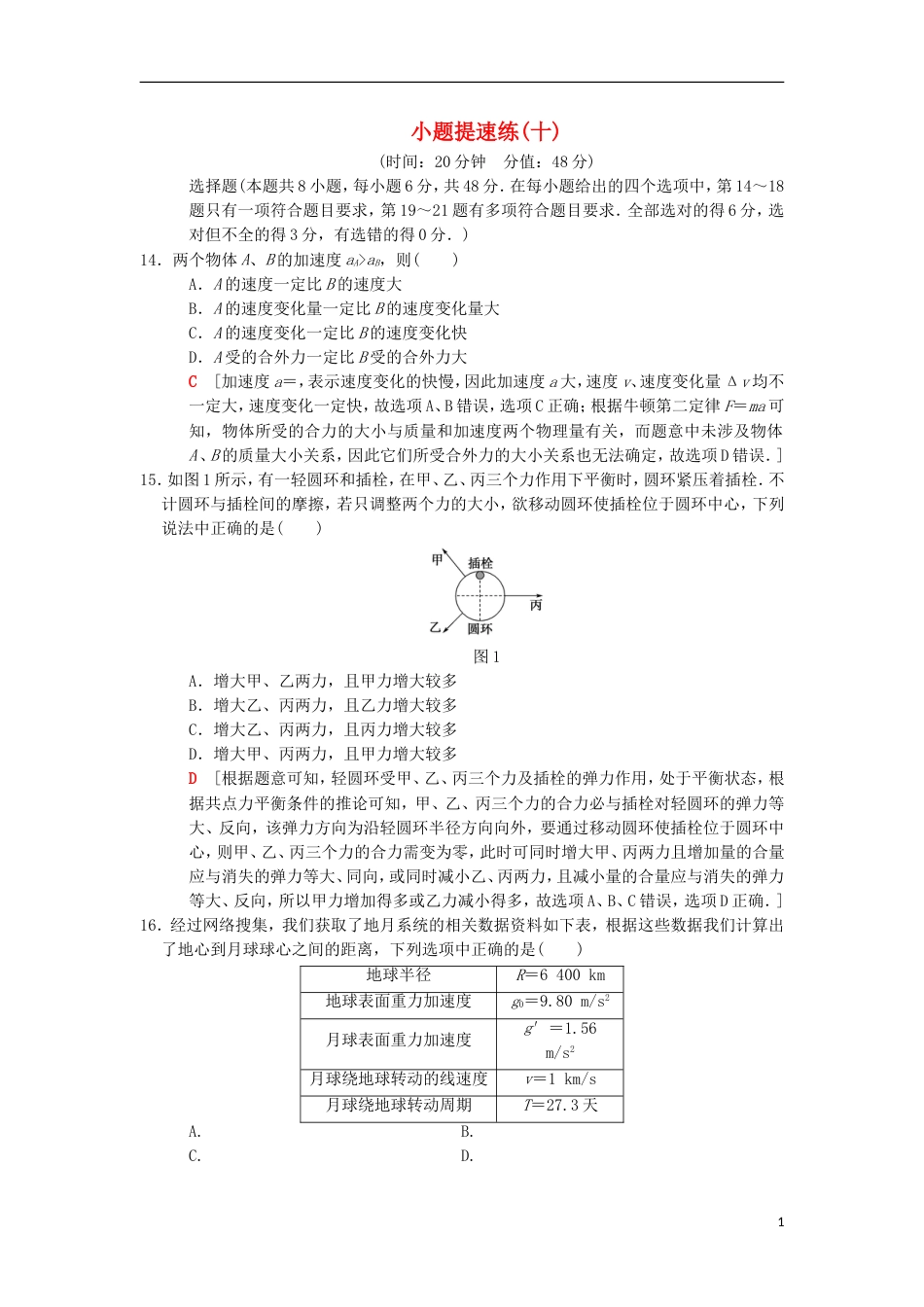 高考物理二轮复习小题提速练[共5页]_第1页