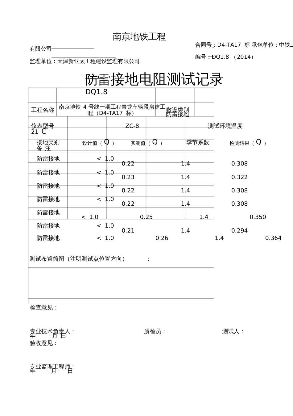 防雷接地电阻测试记录[共4页]_第1页