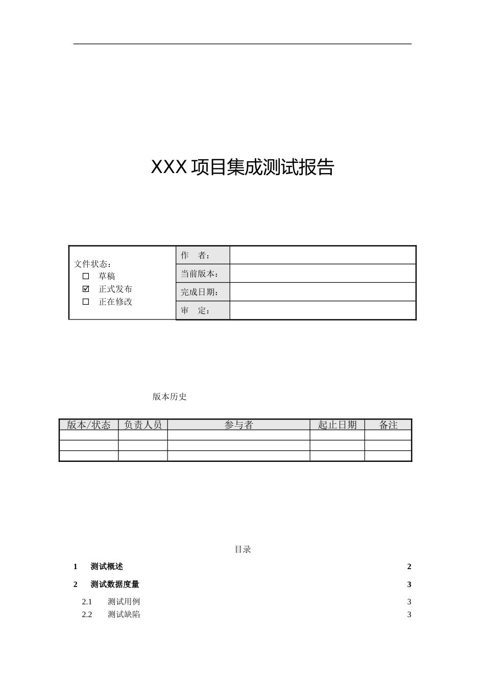 集成测试报告模版_第1页