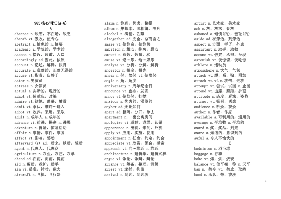 高考985 核心词汇[共15页]_第1页