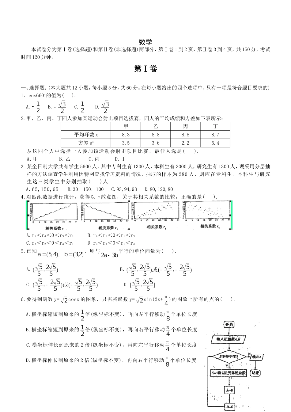 高一下学期期末数学试题含答案[共9页]_第1页