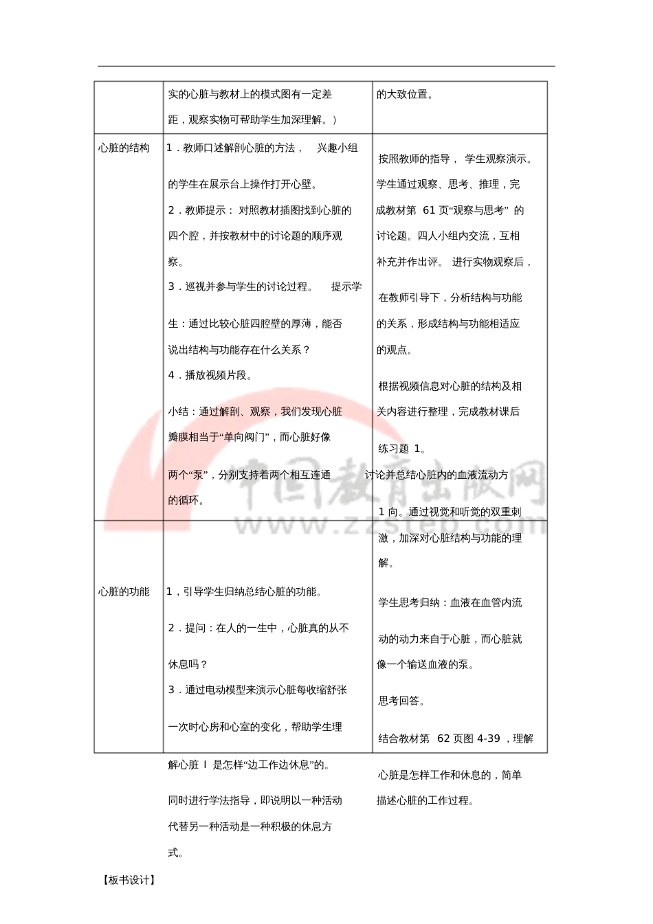 七年级生物下册4.4.3《输送血液的泵——心脏》第一课时教案(新版)新人教版_第2页