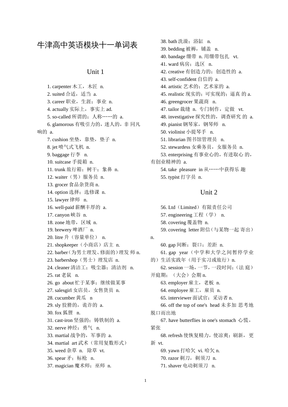 牛津高中英语模块十一单词表[共4页]_第1页