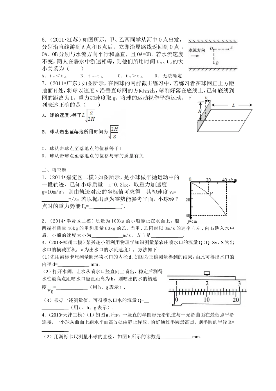 20132014学年高中物理人教版必修2第五章曲线运动易错题训练含答案解析_第2页