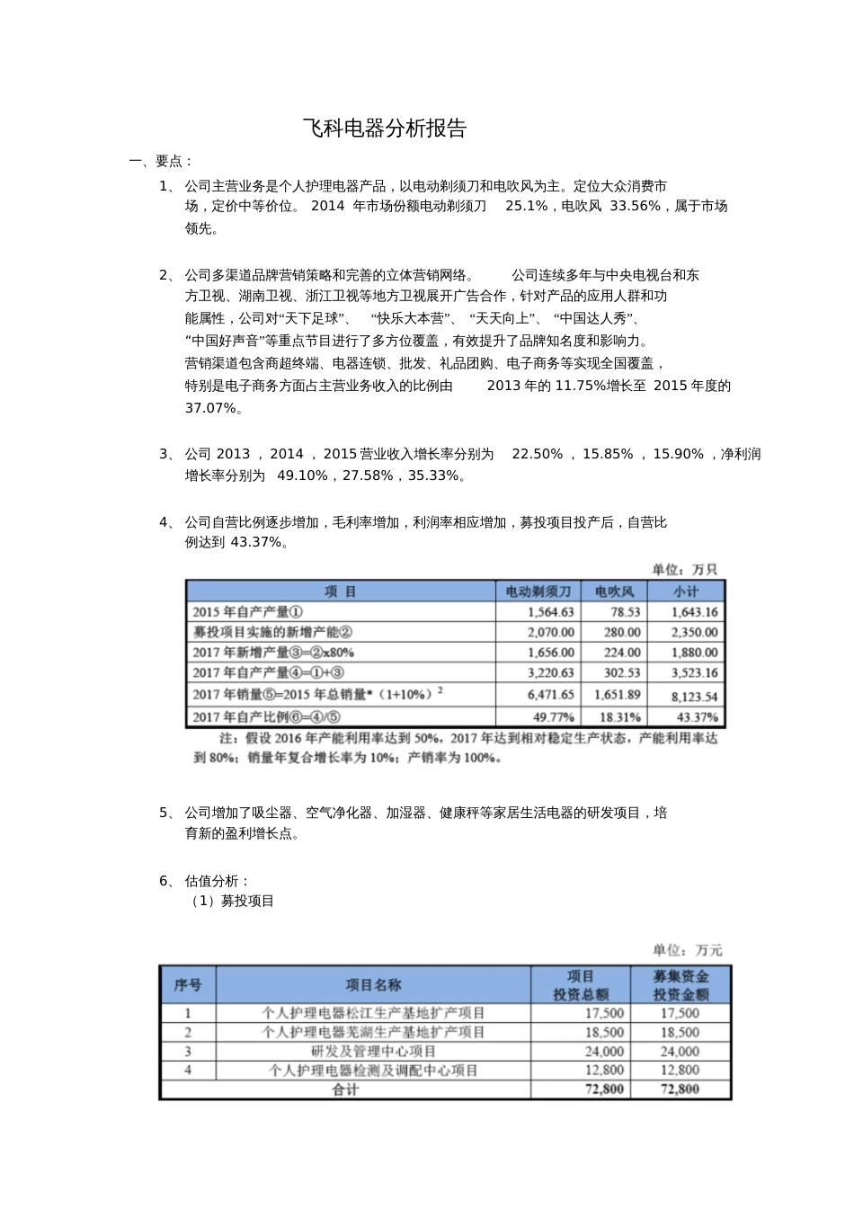 飞科电器分析报告_第1页