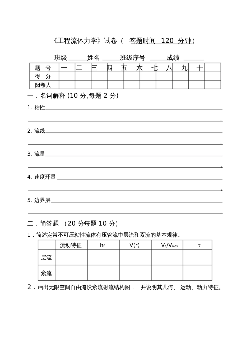 《工程流体力学》真题_第2页