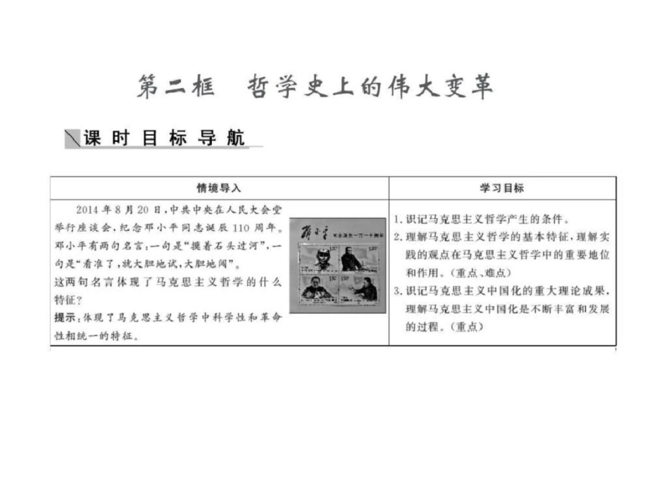 2019-2019学年高二政治精品课件1.3.2哲学史上的伟大.ppt_第1页