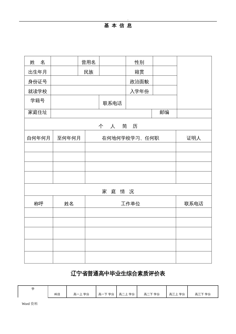 辽宁省普通高中学生综合素质评价手册[共10页]_第1页