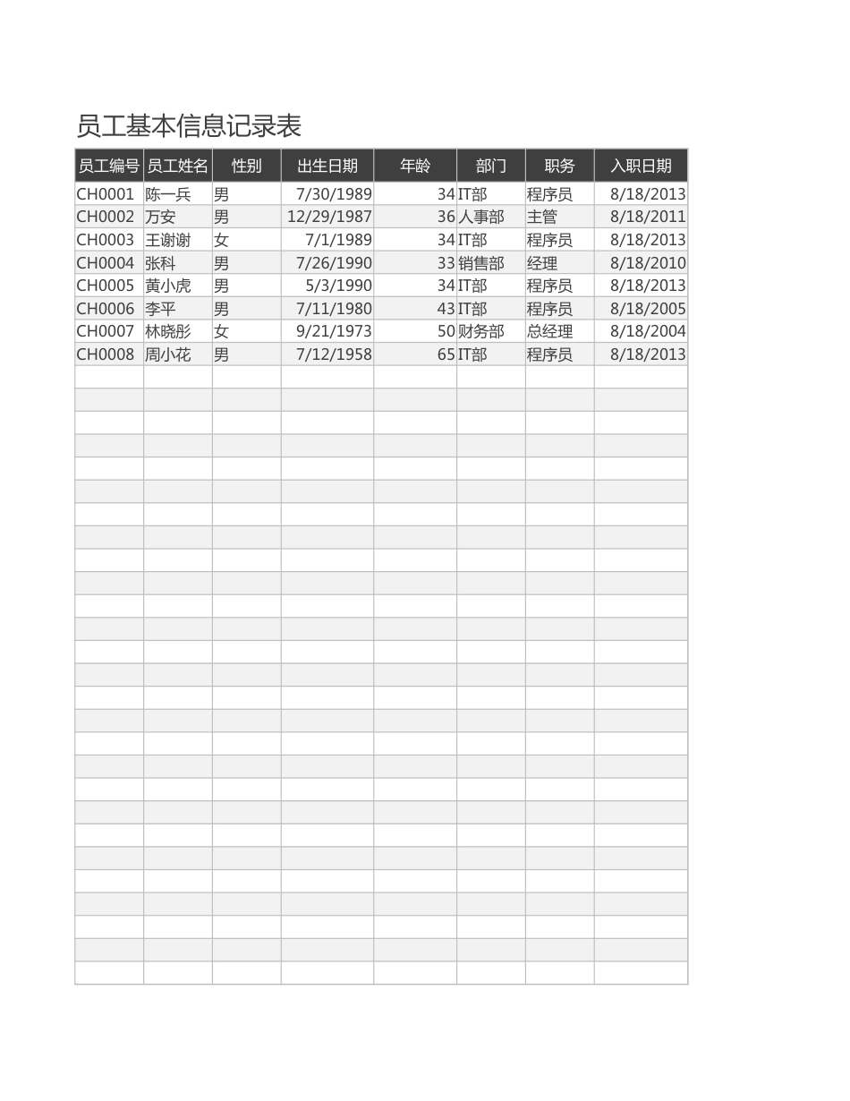 企业人事管理记录查询系统excel模板_第3页